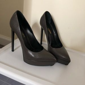 YSL grey pumps